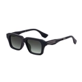 Men's square matte black sunglasses with gradient lenses and silver metal temple detail - Matte Black Gunmetal Gray Frame Green Gradient Lenses (C4)