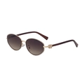 Oval sunglasses with gold frame, brown gradient lenses and clover detail on temples - Gold Frame Tea Gray (C3)
