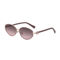 Fashionable oval sunglasses with pink purple gradient lenses and clover diamond detail - Rose Gold Frame Brown Pink Gradient (C7)