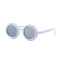 Matte white round frame polarized sunglasses with UV400 protection for night driving - White Silver Mirror (C6)