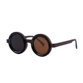 Matte dark brown round polarized sunglasses with UV400 protection and adjustable ND lens - Clear Dark Brown (C7)