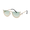Rahmenlose Sonnenbrille mit grünen Verlaufsgläsern, Strasssteinen und Goldgestell - Grün
