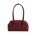 Borsa Boston chic in pelle scamosciata bordeaux con cuciture a contrasto e manici - Rosso