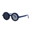Polarized round sunglasses in matte dark blue frame with UV400 and ND variable lenses - Matte Deep Blue Grey (C8)
