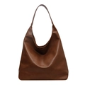Minimalistische karamellbraune PU-Leder Shopper Tasche mit großer Kapazität und weicher Textur - Große Umhängetasche + Tasche / Braun