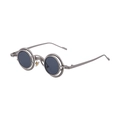 Steampunk round metal sunglasses with double-ring silver frame and dark grey lenses - Silver Frame Silver Ring Gray Lens (C5)