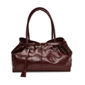 Grand sac à main bordeaux vintage en cuir brillant avec bandoulière réglable - Rouge