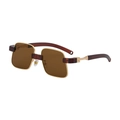 Square tortoise shell sunglasses with gold metal frame and brown tinted lenses - C3 Transparent Brown Frame Brown Lens