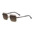 Retro quadratische randlose Sonnenbrille für Herren mit braunen Gläsern und Doppelsteg - Gold Einbrennlack Tee Rahmen Tee Grau (C4)