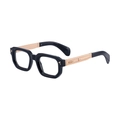 Mens high-end black square frame sunglasses with golden patterned temples and metal accents - Shiny Black Gold (C1)