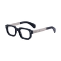 Classic black square frame sunglasses with silver arrow engraved metal temples for men - Shiny Black Silver (C3)