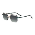 Eckige randlose Sonnenbrille für Herren mit dunkelgrünem Doppelsteg und Verlaufsgläsern - Gold Einbrennlack Grün Rahmen Grau Grün (C6)