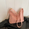 Rosa Wildleder Hobo Schultertasche mit verstellbarem Riemen und Vintage-Design - Rosa
