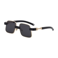 Fashionable square frame sunglasses in black and gold finish with dark grey lenses - C6 Matte Black Gold Frame Gray Lens
