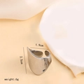 Verstellbarer minimalistischer Silber-Edelstahlring 1,9cm breit mit Kurvenmuster - Wellenförmiger Breiter Offener Ring / Stahlfarbe