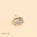 Irregular silver crossover ring with teardrop ends and polished stainless steel finish - Double Drop-Shaped Open Ring - Steel