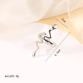 Polished silver irregular streamline open ring with a metallic wave design finish - Snake-Shaped Wide Face Open Ring - Steel