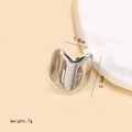 Polished silver irregular V-shape stainless steel ring, 1.8cm wide, 2.3cm height, 7g weight - Heart-Shaped Wide Face Open Ring - Steel