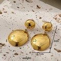 Golden irregular lava earrings in stainless steel with 2cm height measurement - Oval Plate Earrings