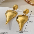 Irregular heart-shaped earrings in polished gold stainless steel finish for women - Long Heart Drop Earrings