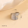 Irregular silver crossing ring with minimalist multi-layer wrap design in stainless steel - Multi-Layer Open Ring - Steel