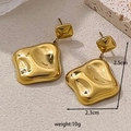 Minimalist irregular 18K gold plated stainless steel square stud earrings 2.5cm - Irregular Rhombus Drop Earrings