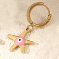 Goldene Seestern-Ohrringe mit rosa Evil Eye Sternanhänger für Damen im ins-Stil - Böses Auge Ohrring (1 Stück) / Gold