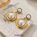 Gold plated star pearl earrings with irregular hammered texture and white pearls - Irregular Pearl Drop Style (A4302)