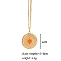 Gouden roestvrijstalen ketting met ronde zonnestraal oog hanger en oranje emaille - Oranje