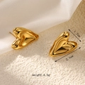 French style gold heart stud earrings with a glossy mirror finish in stainless steel - Slender Heart Concave Style / Gold