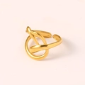 Goldener Ring mit abstraktem Design, poliertem Finish und verstellbarem Ringband - Geometrischer offener Ring / Gold