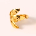 Polished gold irregular leaf-shaped open ring with adjustable minimalist metal design - Leaf Shaped Open Ring / Gold