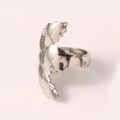 Adjustable silver leaf-shaped ring made of high-quality stainless steel for women - Leaf Shaped Open Ring / Silver
