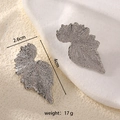 Vintage silver leaf-shaped stainless steel earrings with intricate vein details - Realistic Textured Leaf (4x2.6cm) / Steel