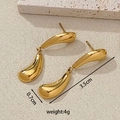 Polished gold drop earrings in minimalist teardrop shape with size measurements - Double Waterdrop Pendant Style