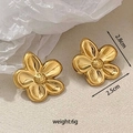 Golden five-petal flower stud earrings in irregular geometric design made of stainless steel - Flower Shaped Style