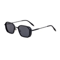 Retro-Punk Sechskant-Sonnenbrille aus Metall mit Seitenschutz und Nasenpads aus Metall - Schwarzer Rahmen Graue Gläser