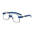 Occhiali da sole con montatura quadrata blu e nera e terminali in silicone morbido - C10 Blu Opaco (Anti luce blu)