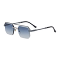 Lunettes de soleil carrées sans monture pour hommes avec verres dégradés bleus et double pont - Monture Laquée Argent Gris A Bleu (C5)