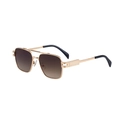 Classic square aviator sunglasses with gold metal frame and brown gradient lenses - Gold Brown Gray