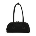 Borsa tote Boston nera con cuciture bianche a contrasto e tracolla lunga con nodo - Nero