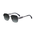 Men's retro square aviator sunglasses with gunmetal frame and grey gradient lenses - Gun Grey Green