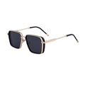 Gafas de sol cuadradas retro para hombre con montura dorada y lentes oscuras estilo punk - Montura Dorada Lentes Grises Completos (C1)