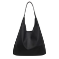 Minimalistische schwarze Tasche mit Lychee-Textur und breitem Schultergurt für den Alltag - Schwarz
