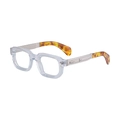 Square transparent glasses frame with silver metal temples and arrow motif detail - Transparency Silver (C8)