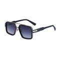Fashion square frame sunglasses for men with vintage double bridge and gray gradient lenses - Gunmetal Frame Dual Grey Gradual (C2)