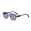 Retro square pilot sunglasses with black metal frame and purple gradient lenses - Black Frame Light Gray Blue Coating