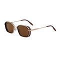 Retro Punk Sonnenbrille mit goldenem Metallrahmen und braunen achteckigen Gläsern - Hellkaffee Gold Rahmen Tee Linsen