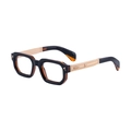 Classic square black and tortoiseshell sunglasses with gold patterned metal temples - Dark Brown Gold (C19)