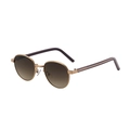 Retro oval sunglasses with golden metal frame and brown gradient lenses for men - C3 Light Coffee Gold Tea Gray